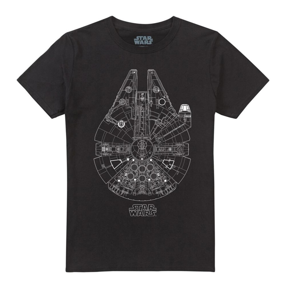 Star Wars (4Xl, ) Unisex Adult Millenium Lines T-Shirt Black