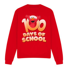 (XXL, Red) Sesame Street Unisex Adult 100 Days Of School Elmo Sweatshirt