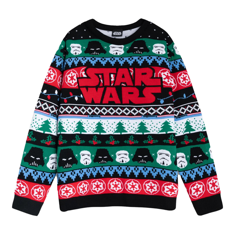 Star Wars (S, ) Mens Logo Christmas Jumper Multicoloured
