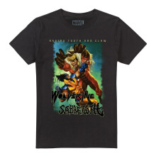 (L, Black) Marvel Unisex Adult Wolverine Versus Sabretooth Heavy Metal T-Shirt