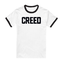 (XXL, White) Creed Unisex Adult Cracked Logo Ringer T-Shirt