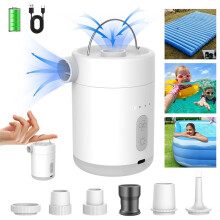 Outdoor Multifunctional Portable Electric Lithium Battery Wireless Air Pump/Inflator with Light Black