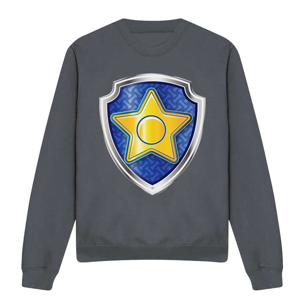Paw Patrol (M, Charcoal) Unisex Adult Chase Badge Sweatshirt Multicoloured