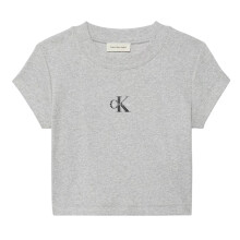 (16 UK, Grey Heather) Calvin Klein Womens/Ladies Logo Slim Crop T-Shirt