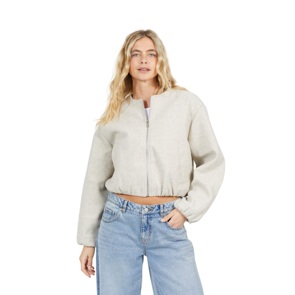 Brave Soul (10 Uk, Oatmeal Marl) Womens/Ladies Bonded Bomber Jacket Multicoloured