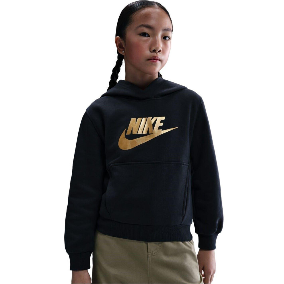 Nike (5-6 Years, Black/Gold) Childrens/Kids Text Logo Pullover Hoodie