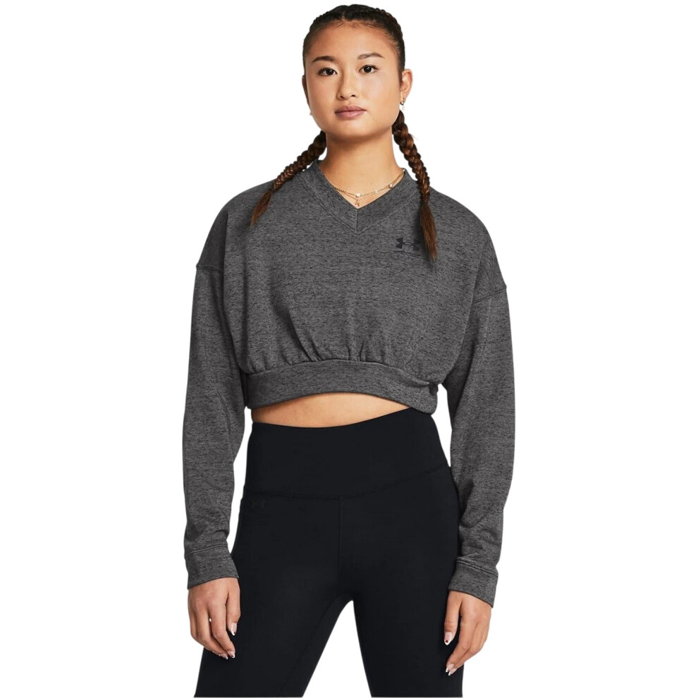 Under Armour (8 Uk, ) Womens/Ladies Rival Terrycloth Crew Neck Crop Sweatshirt Grey