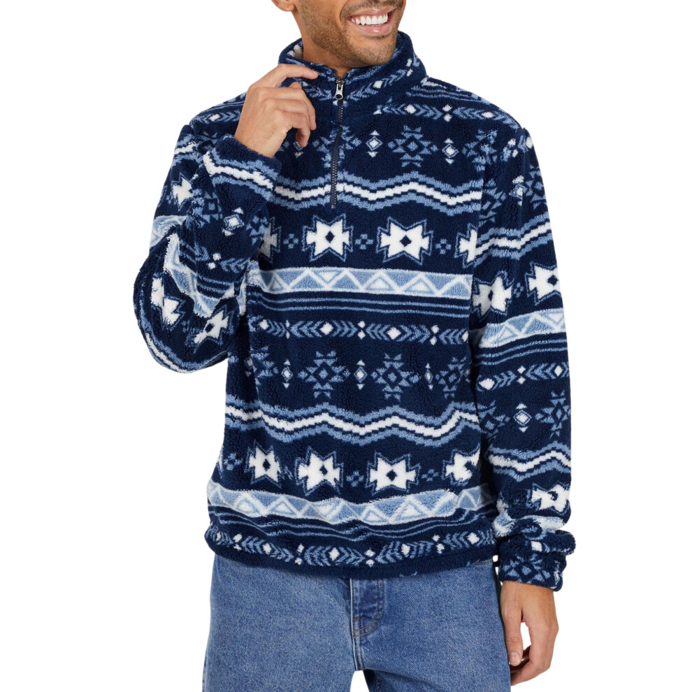 Brave Soul (L, Navy/Multicoloured) Mens Regular Sweatshirt Multicoloured