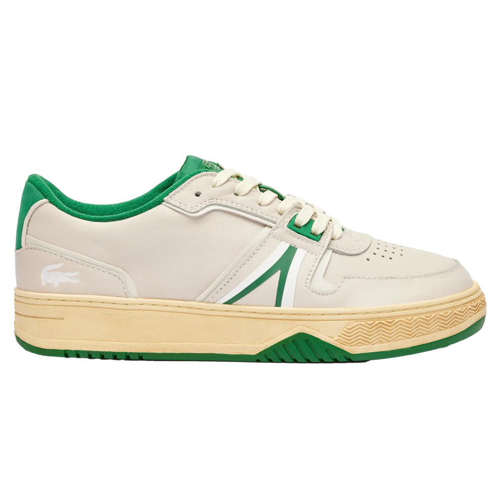 Lacoste (9 Uk, Off White/Green) Mens L001 Leather Trainers