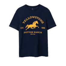 (XXL, Navy) Yellowstone Mens Dutton Ranch Logo Short-Sleeved T-Shirt