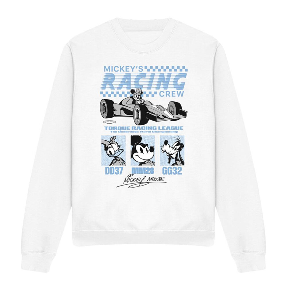 Disney (S, White) Unisex Adult Torque Racing League Sweatshirt