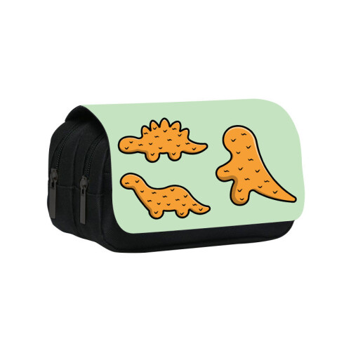 (Style11) Cute Dinosaur Shaped Chicken Block Print Student Double Bag Layer Storage