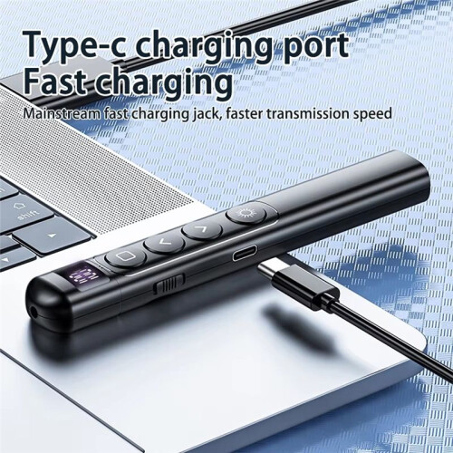 Wireless Page Turning Pen Sensitive PPT Stylus Pen Slide USB Pointer Infrared Remote Control for Projector Black