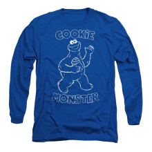(L, Royal Blue) Sesame Street Unisex Adult Simple Cookie Long-Sleeved T-Shirt