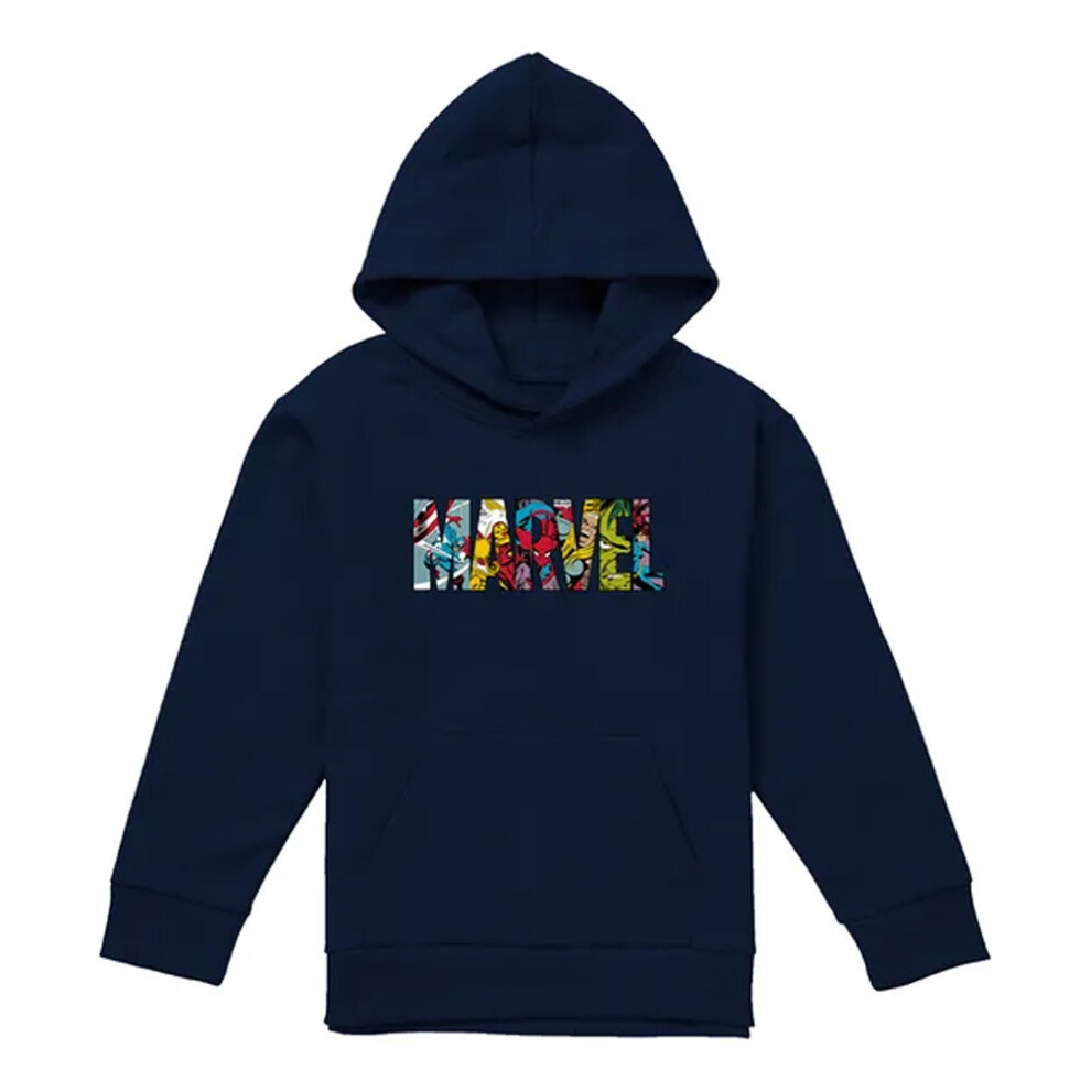 Marvel (9-11 Years, Navy) Childrens/Kids Characters Logo Hoodie