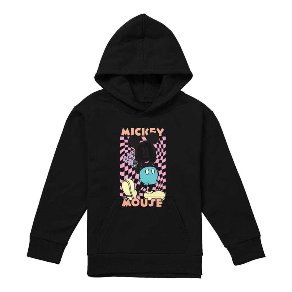 Disney (7-8 Years, Black) Childrens/Kids Mickey Mouse Warp Check Pullover Hoodie
