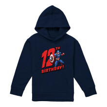 (9-11 Years, Navy) Captain America Childrens/Kids Pull Over 12th Birthday Hoodie