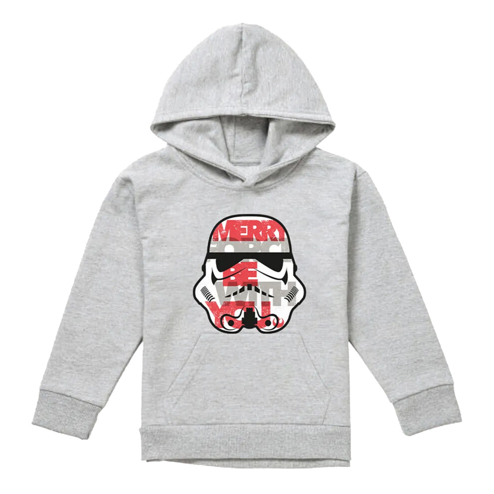 Star Wars (12-13 Years, Athletic Heather) Childrens/Kids Merry Force Be With You Stormtrooper Heather Christmas Pullover Hoodie