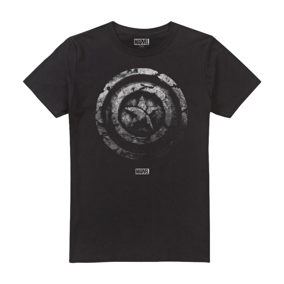 Captain America (M, ) Mens Brick Shield Shield T-Shirt Black