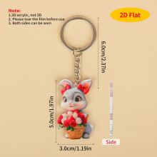 Cute Easter Rabbit Keychain 2D Acrylic Rabbit Pendant Animal Car Keychain Charm