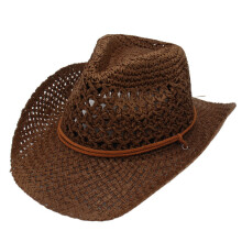 (Brown) Cowboy Western Vintage Straw Hat With Wide Brim And Waterproof Features For Summer Use Outdoor