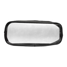 (Black) Pvc Transparent Pencil Pouch Black White Storage Bag Zipper Organizer Makeup