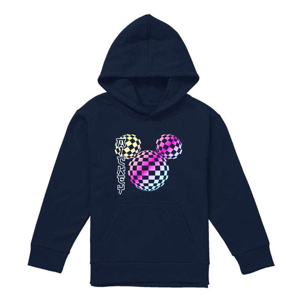 Disney (12-13 Years, Navy) Childrens/Kids Mickey Mouse Checkerboard Gradient Head Hoodie