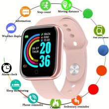 (Pink) Smartwatch Men Women Wristwatches Smart Watch Message Fitness Monitor Bracelet Birthday Gift Electronic Clock For Android IOS