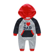 (I Love Dad Red hats Hoodies, 6-12 Months) Baby Boy Tracksuit Girl Kids Cotton Bodysuit Romper Set Clothes Jumpsuit