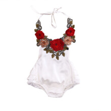 (White,6-12 Months)Toddler Baby Kids Girls Clothes Flower Backless Romper Jumpsuit Sunsuit Bodysuit