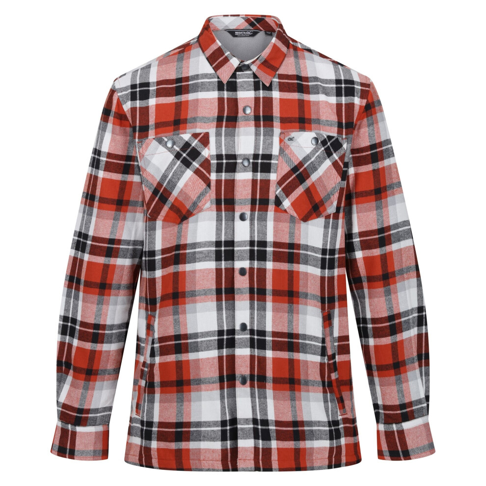 Regatta (Xxl, Burnt Henna/Storm ) Mens Thamos Checked Long-Sleeved Shirt Grey