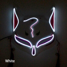 (white) Light Up Neon Half Face Mask Flashing In Dark Fox Mask