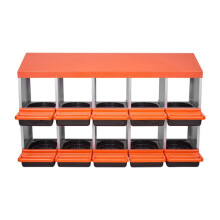 Nichoirs à Poules à 2 Niveaux-Duoku-10 Compartiments, Pondoirs Métalliques avec Couvercles de Protection, Pliables