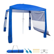 Tonnelle da Spiaggia 2,4 x 2,4 m-Duoku-Riparo Esterno con Pareti Laterali e Tasche per Sabbia, Tenda Portatile Ideale per il Campeggio