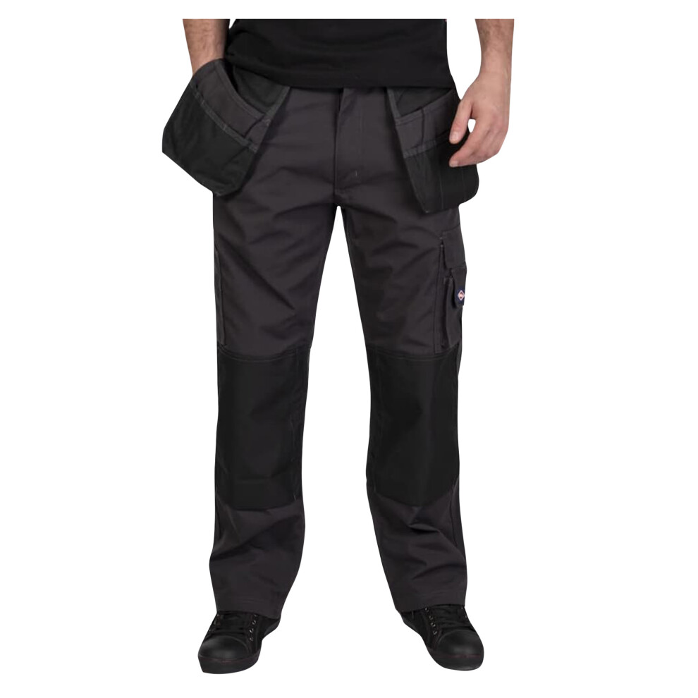 Lee Cooper (30L, Grey/Black) Mens Holster Pocket Work Cargo Trousers Black