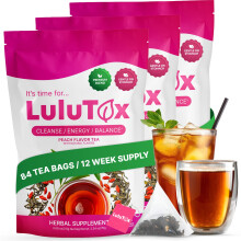 LULUTOX Herbal Wellness Tea - Dandelion, Ginseng & Ginger with Matcha & Botanicals - Supports Your Wellness Routine - Vegan, Natural, Peach Flavor (3