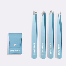 (Blue 4pcs) 2/4Pcs High-Quality Eyebrow Tweezer Colorful Beauty Fine Hairs Puller Stainless Steel Slanted Brow Clips Removal Makeup Tools