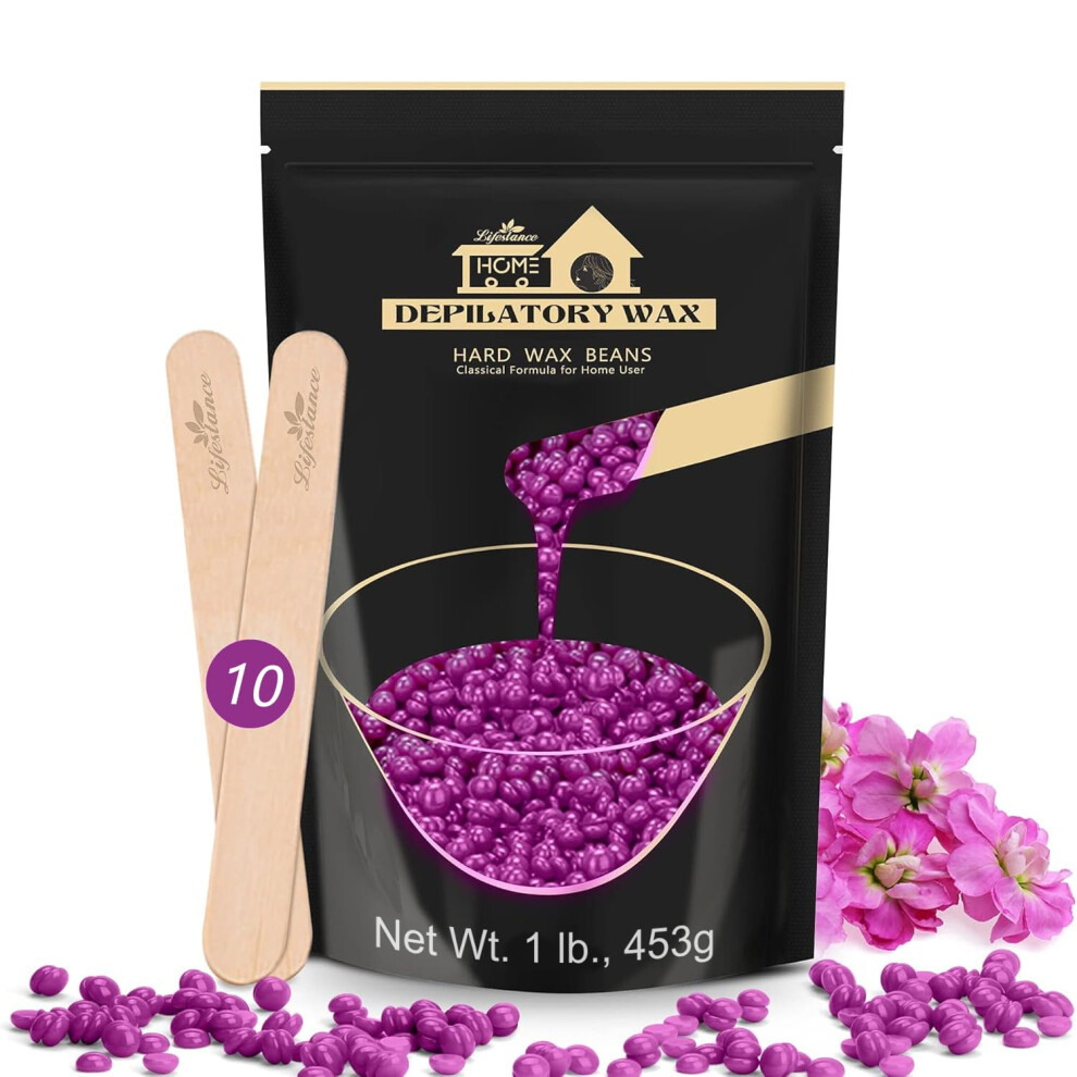 Lifestance Violet 450G Wax Beads, Coarse Hair Removal Formula, Hard Wax Beads For Brazilian Bikini - Legs - Underarm- Private Part, Waxing Beads With