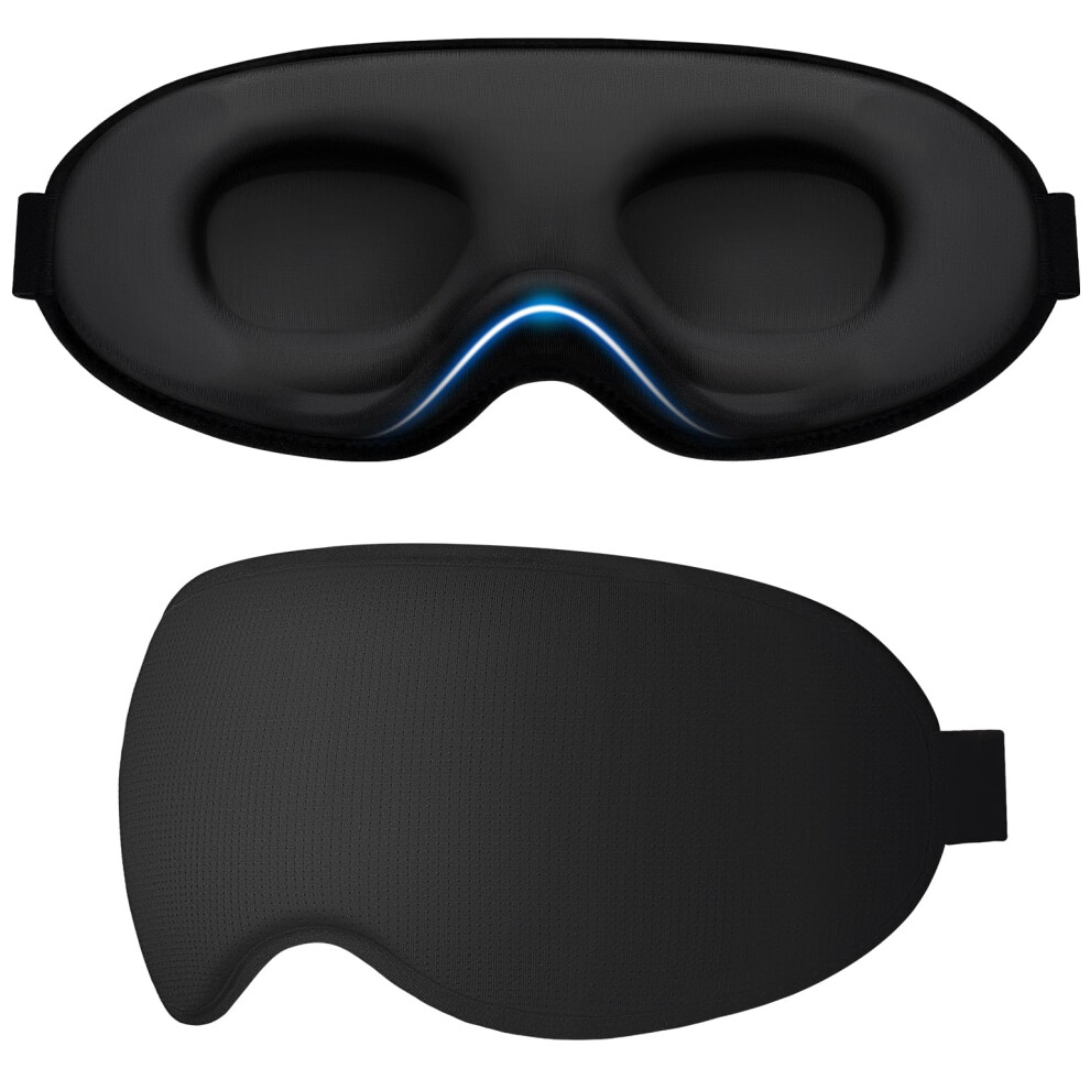 Gritin 100% Blackout Sleep Masks For Women & Men -3D Ultra Soft Comfortable Zero Eye Pressure Eye Mask For Sleeping For Side Sleepers With Adjustable
