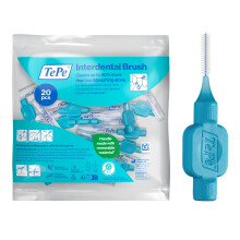 TePe Interdental Brush, Original, Blue, 0.6mm/ISO 3, 20pcs, Plaque Removal, efficient Clean Between the Teeth, Tooth Floss, for Small Gaps