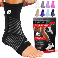 Sleeve Stars Ankle Brace for Women & Men, Ankle Wrap for Sprained Ankle, Compression Sleeve for Plantar Fasciitis Relief, Easy Customizable Support: