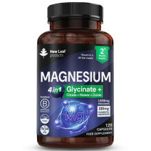 Magnesium Glycinate 4-in-1 Complex 1836mg – 381mg Elemental Per Serving – High-Strength Magnesium with Bisglycinate, Citrate, Malate, Oxide – 12