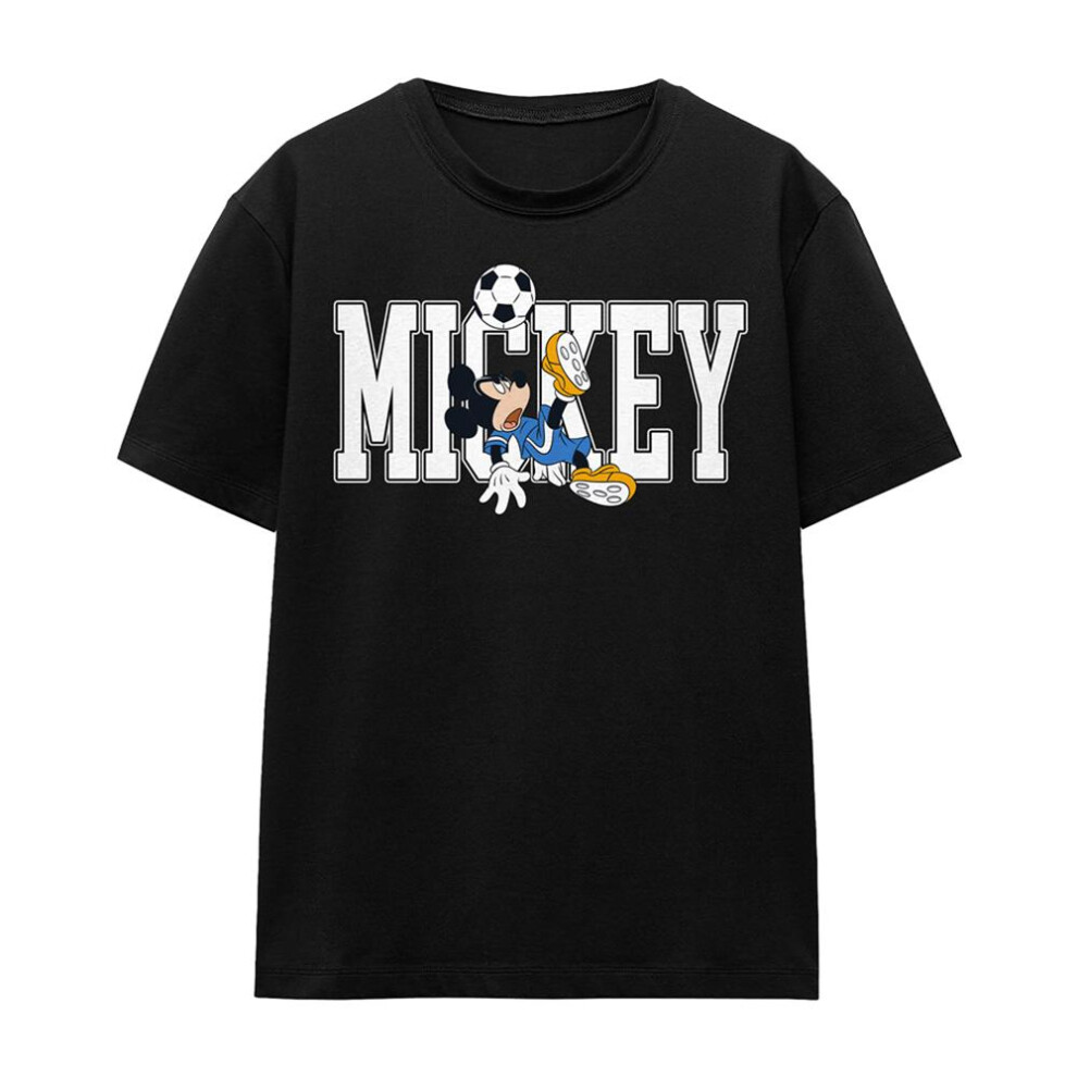 Disney (Xxl, ) Womens/Ladies Football Kick Mickey Mouse T-Shirt Black