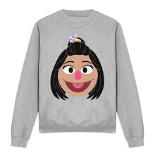 (L, Athletic Heather) Sesame Street Unisex Adult Ji-Young Face Sweatshirt
