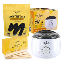 Mylee Professional Waxing Kit for Women & Men – Electric Wax Pot Heater, 100 Spatulas & 500g Premium Italian Stripless Hard Wax Beads – Complete H