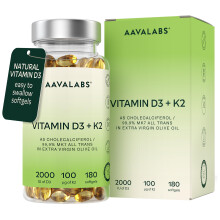 Vitamin D3 K2 MK7 (99.9% All-Trans) with Extra Virgin Olive Oil - 180 Softgels D3 and K2 Vitamin Supplements