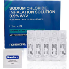 Sterile NaCl 0.9% Saline Solution for Inhalation, 30 2.5 ml Ampoules + 10 Cleaning Wipes, Isotonic Saline for Nebulizer & Inhaler, Inhaler for Adul