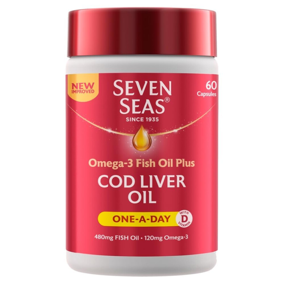 Seven Seas Cod Liver Oil One-A-Day Omega-3 Fish Oil And Vitamin D, 60 Capsules, 2 Months Supply