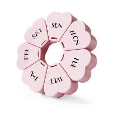 FHORAIN Weekly Pill Organiser, Cute, 7 Day, Large Compartments, Portable Tablet Box, Round, Vitamin and Supplement Case (Pink)