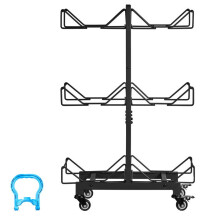 Waterfleshouder-Duoku-Opbergrek voor 6 Flessen van 11L en 19L, 3 Niveaus, met Wielen en Handvatten, Zwart